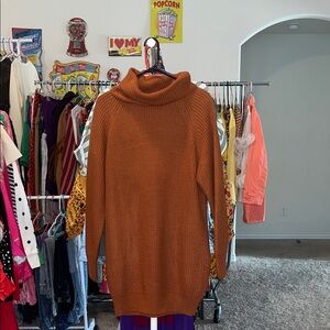 Burnt Orange Turtleneck Sweater Dress Fits more like a M/L